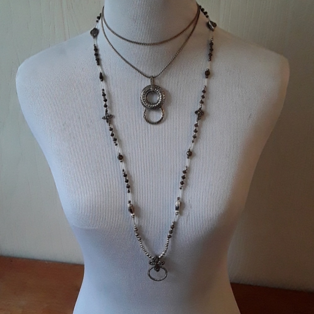 Two Long Necklaces with Hearts and Crosses